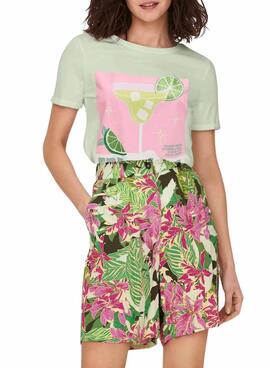 Camiseta Only Kita verde para mujer