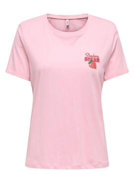 Camiseta Only Kita rosa para mujer