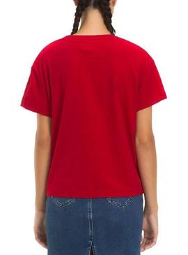 Camiseta Tommy Jeans Corp Logo Rojo Mujer