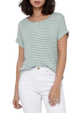 Camiseta Only Moster rayas verde para mujer
