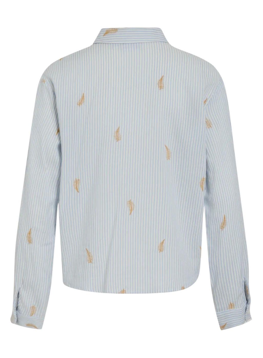 Camisa Vila Matinda rayas y bordados azul para mujer 