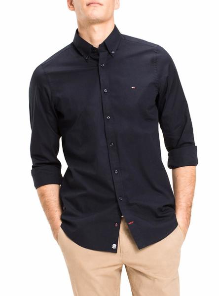 Camisa Hilfiger Poplin Slim Negro Hombre