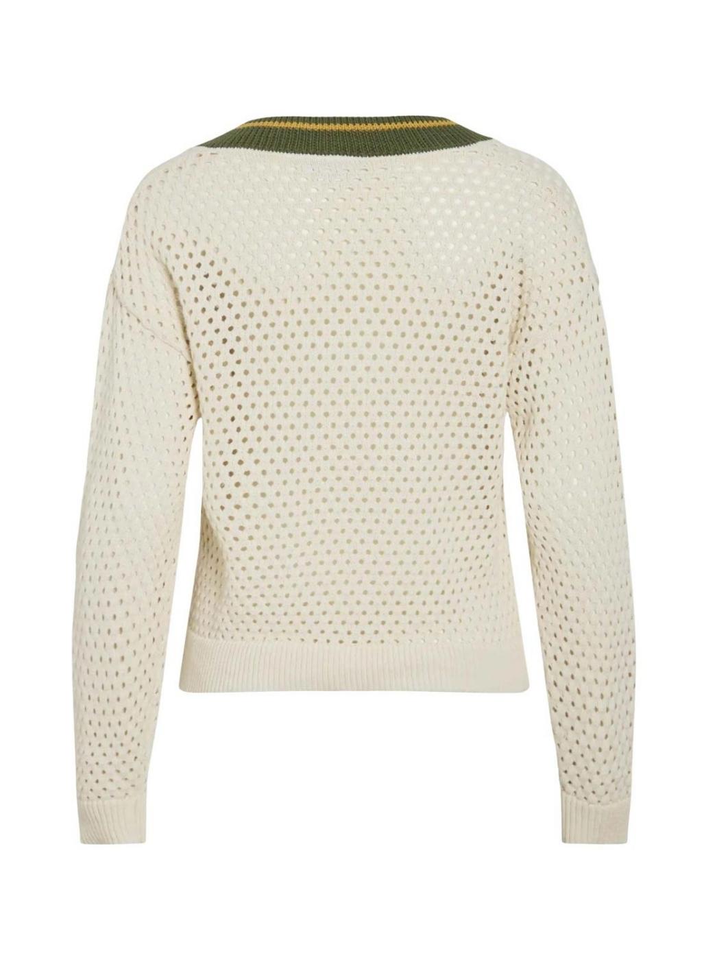 Jersey Vila Marian punto calado beige para mujer