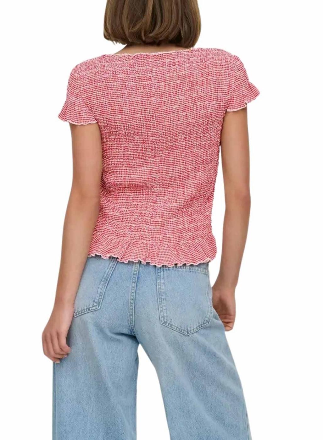 Top Only Celle estampado vichy rojo para mujer