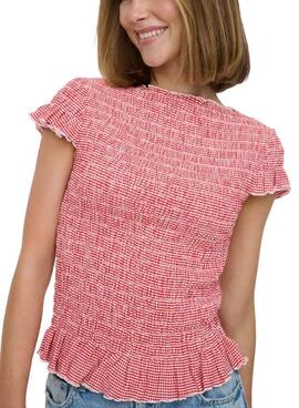 Top Only Celle estampado vichy rojo para mujer