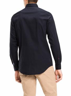 Camisa Tommy Hilfiger Poplin Slim Negro Hombre