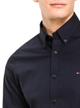 Camisa Tommy Hilfiger Poplin Slim Negro Hombre