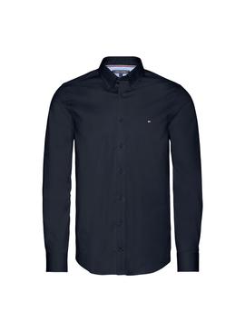 Camisa Tommy Hilfiger Poplin Slim Negro Hombre