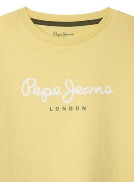 Camiseta Pepe Jeans New Arta logo amarilla para niño 