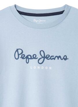 Camiseta Pepe Jeans New Arta logo azul claro para niño 