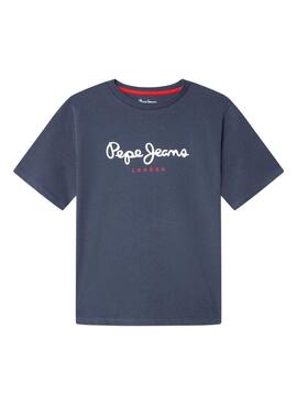 Camiseta Pepe Jeans New Arta logo azul marina para niño 
