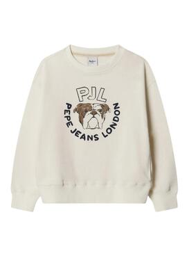 Sudadera Pepe Jeans Bulldog Wilfred beige para niño 