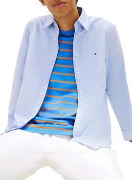 Camisa Tommy Jeans Oxford con logo azul para hombre