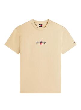 Camiseta Tommy Jeans Sign Block tostado para hombre
