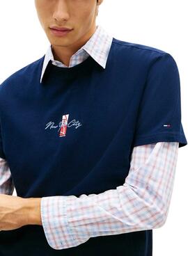 Camiseta Tommy Jeans Sign Block marino para hombre