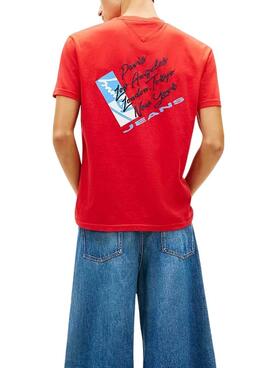 Camiseta Tommy Jeans Shift rojo para hombre