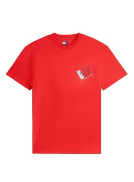 Camiseta Tommy Jeans Shift rojo para hombre