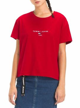 Camiseta Tommy Jeans Corp Logo Rojo Mujer