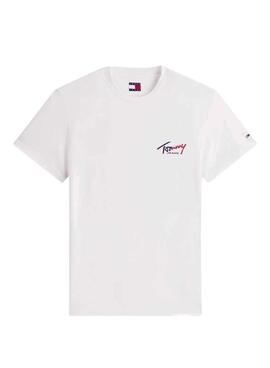 Camiseta Tommy Jeans Sign Chest Slim blanco para hombre