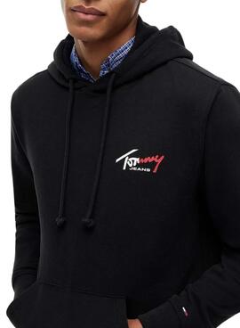 Sudadera Tommy Jeans Sign con capucha negro para hombre