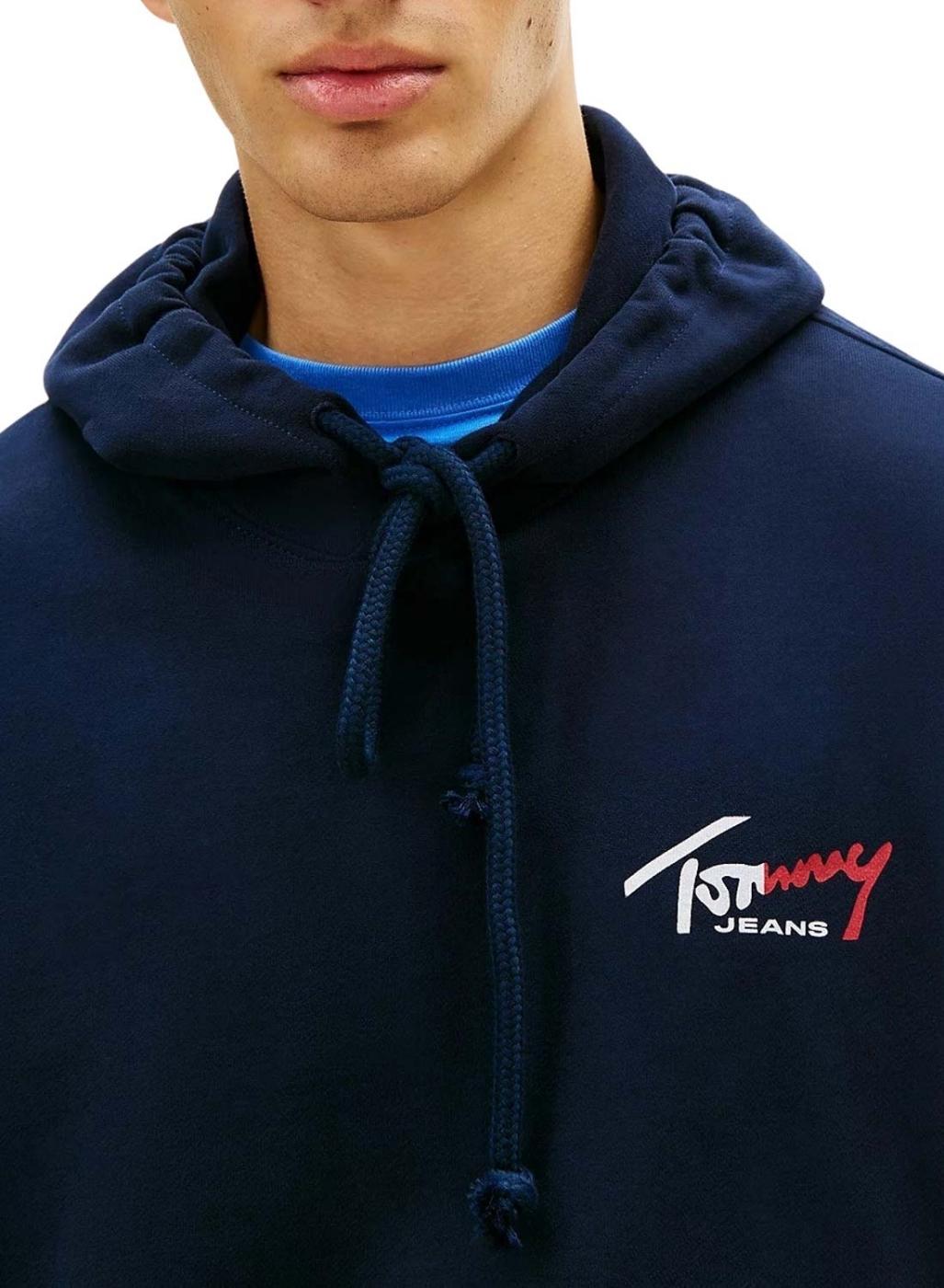 Sudadera Tommy Jeans Sign con capucha marino para hombre