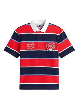 Polo Tommy Jeans Stripes Rugby rayas rojo para hombre
