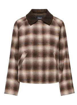 Chaqueta Only Kine cuadros marrón para mujer