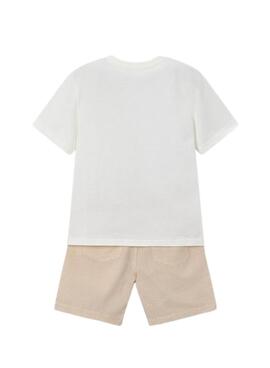 Conjunto bermuda Mayoral Seersucker Beige para niño 
