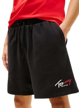 Pantalón corto Tommy Jeans Signature negro para hombre