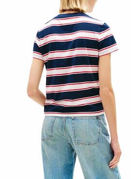 Camiseta Tommy Jeans rayas regular marino para mujer
