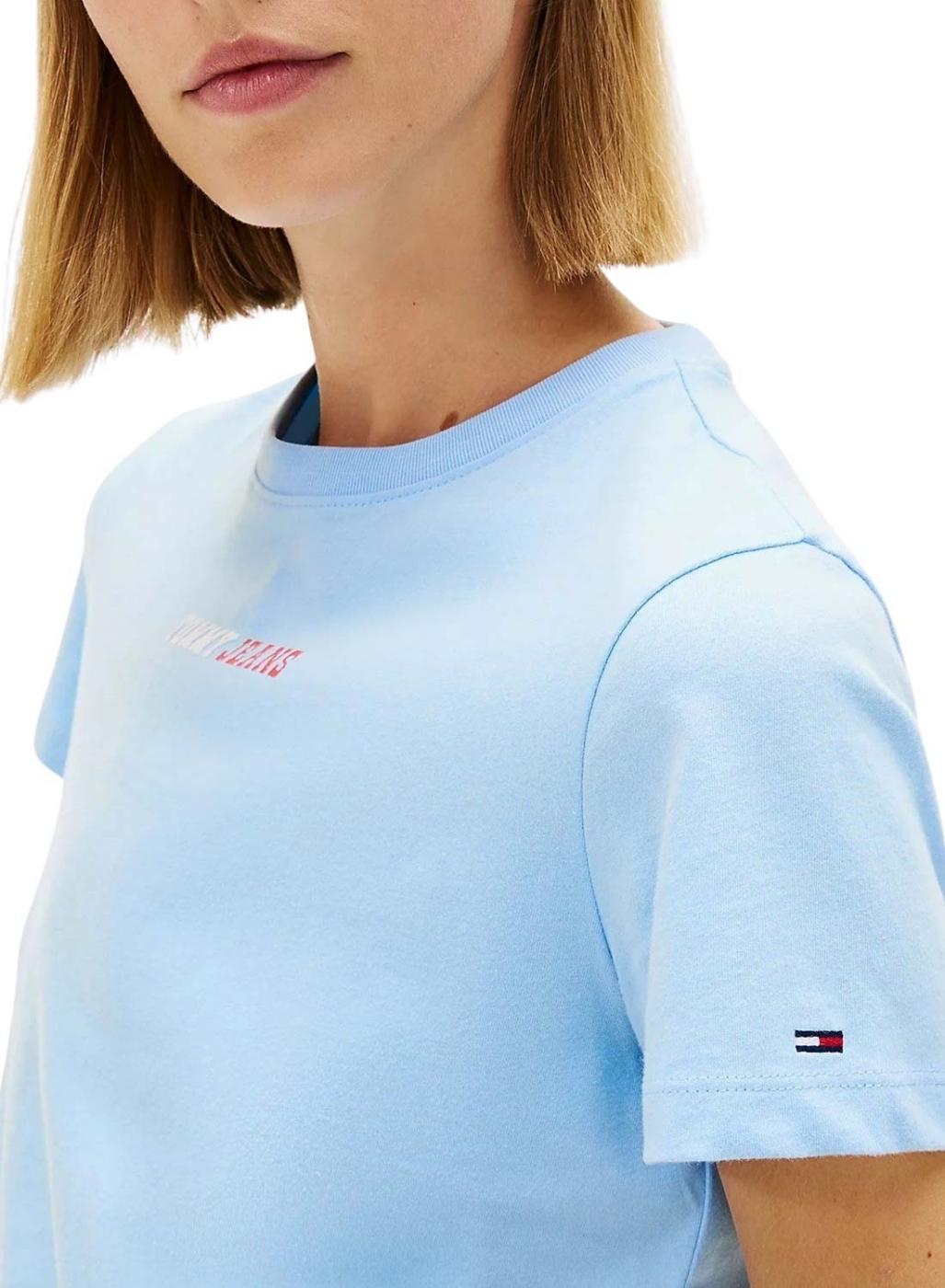 Camiseta Tommy Jeans Essential logo azul para mujer