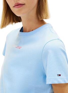 Camiseta Tommy Jeans Essential logo azul para mujer