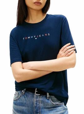 Camiseta Tommy Jeans Color Linear marino para mujer