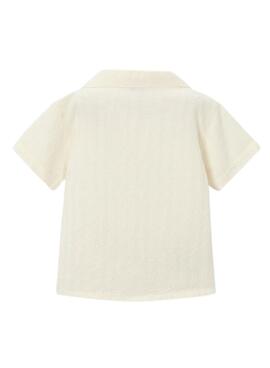Camisa Mayoral beige bordada para niño 