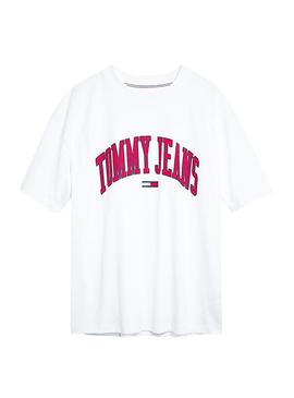 Camiseta Tommy Jeans Collegiate Logo Blanco Mujer