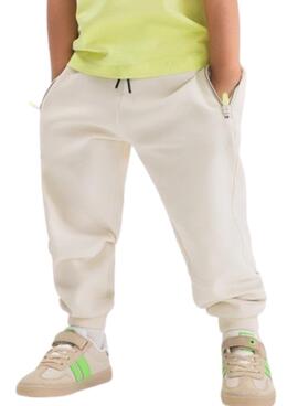 Pantalón Mayoral blanco tipo chándal para niño  