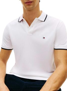 Polo Tommy Hilfiger Piqué blanco listas en contraste para hombre