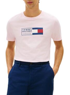 Camiseta Tommy Hilfiger Brand Love Box rosa para hombre
