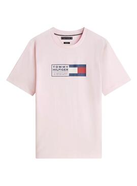 Camiseta Tommy Hilfiger Brand Love Box rosa para hombre