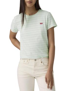 Camiseta Levis Perfect Tee rayas verde para mujer
