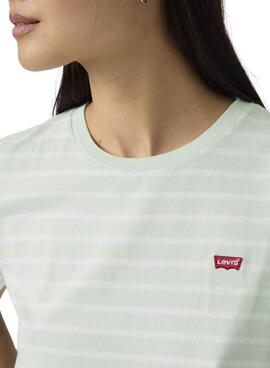 Camiseta Levis Perfect Tee rayas verde para mujer