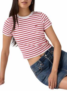 Camiseta Levis Perfect Tee rayas rojo y blanco para mujer