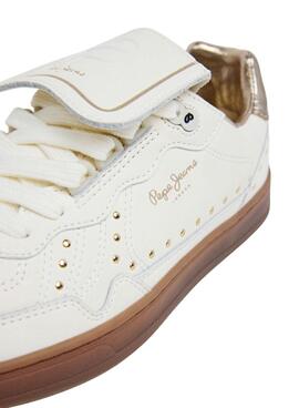 Zapatillas Pepe Jeans Ball Studs piel con tachuelas blanco para mujer