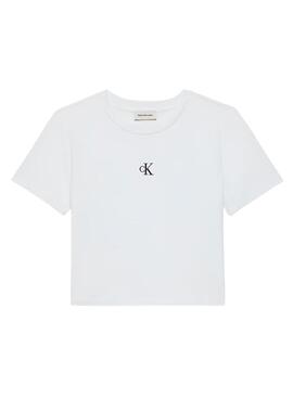 Camiseta Calvin Klein Jeans cropped blanco para mujer