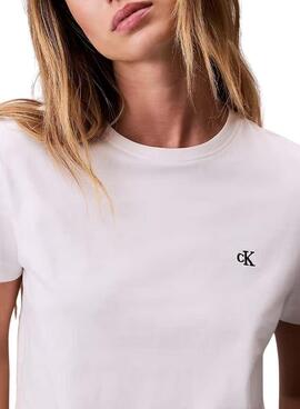 Camiseta Calvin Klein Jeans Monogram blanco para mujer