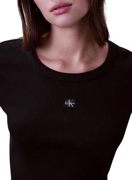 Camiseta Calvin Klein Jeans Woven Label negro para mujer
