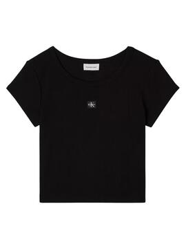 Camiseta Calvin Klein Jeans Woven Label negro para mujer