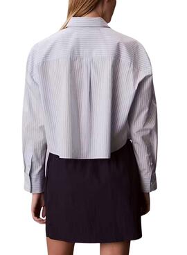 Camisa Calvin Klein Jeans Yarndye rayas azul para mujer