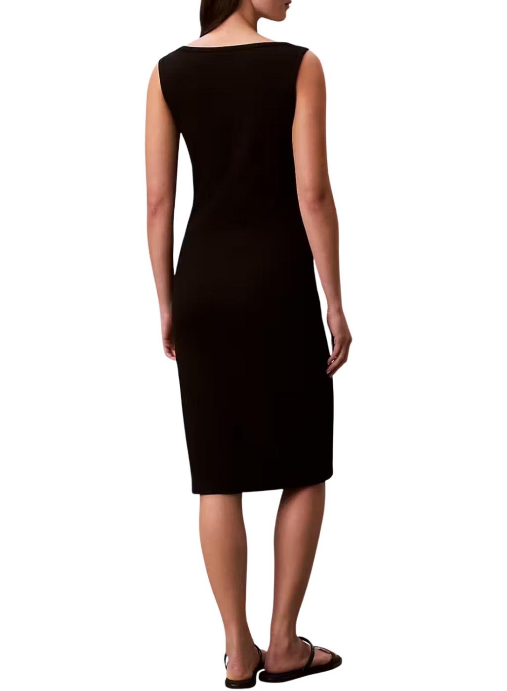 Vestido Calvin Klein Jeans Baby Rib square negro para mujer