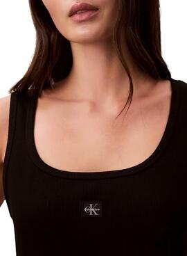 Vestido Calvin Klein Jeans Baby Rib square negro para mujer